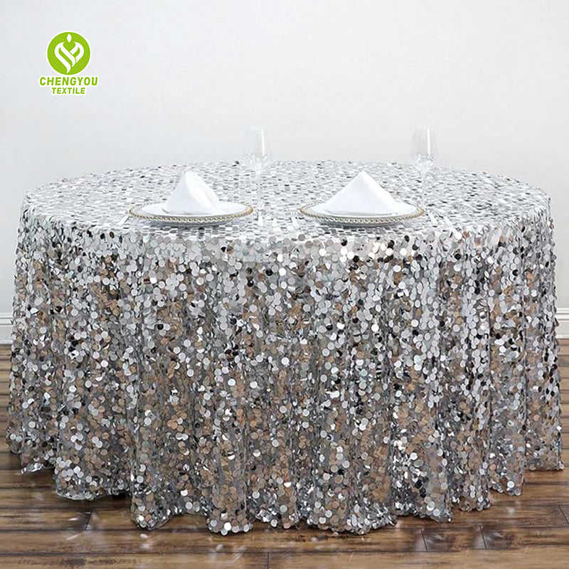 CY-TAB-006 Gold Glitter Sequin Tablecloth Wedding Engagement Reception Party Decoration