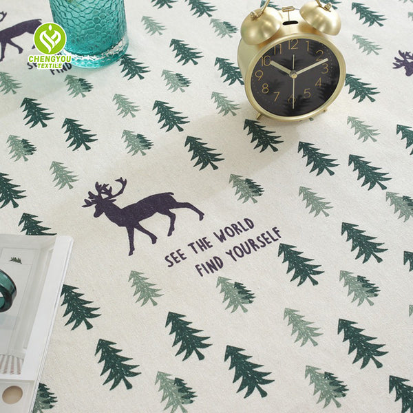CY-TAB-009 Trees and elk Accordion Crinkle Taffeta