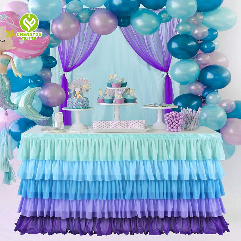CY-TS-006 Swirl Ogranza Ruffle Table Skirt