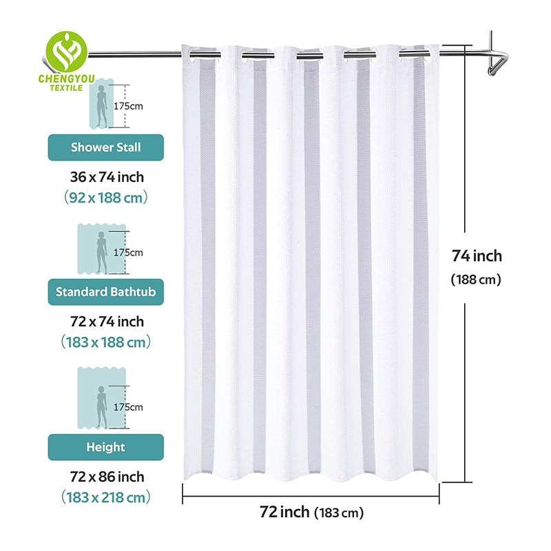 CY-SC-001 100% Polyester Waterproof Shower Curtain Solid Color