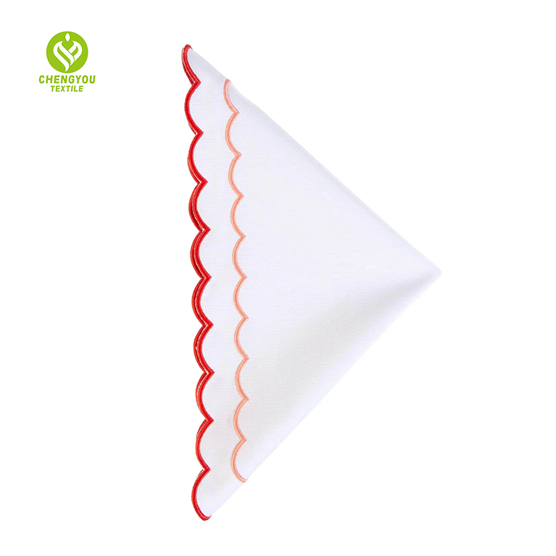 CY-NAP-003 Simple Design Scalloped Embroidery Napkin