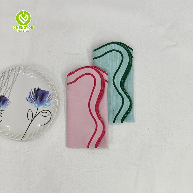 CY-NAP-007 Combination Scalloped Embroidery Napkin