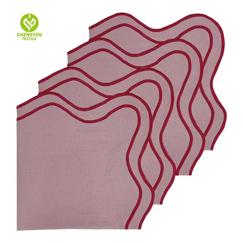 CY-NAP-007 Combination Scalloped Embroidery Napkin