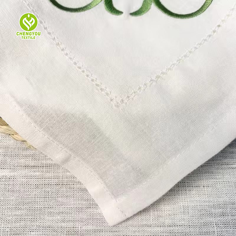 CY-NAP-011 Hemstitch Napkin with Embroidery