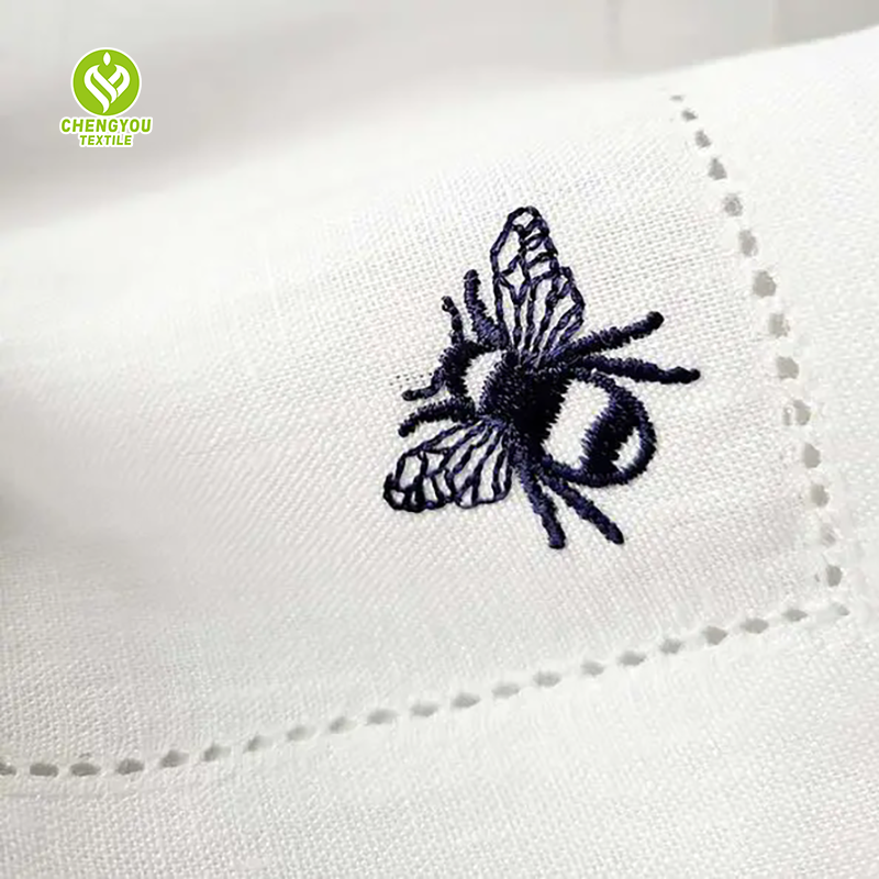 CY-NAP-014 Bee Pattern Hemstitch Napkin with Embroidery