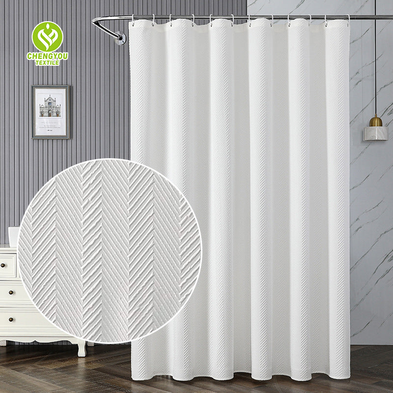 CY-SC-002 100% Polyester Waterproof Solid Color Emboss Shower Curtain