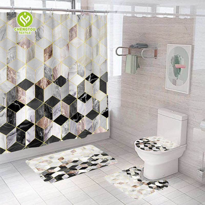 CY-SC-009 Waterproof Modern Style Printing Shower Curtain