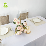 Light Blue Embroidered Cotton Linen Scalloped Placemats Towel Scallop Edge Cloth Napkins