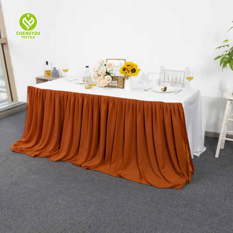 High Quality Ruffled Tulle Tutu Chiffon Table Skirt For Hotel Reception And Wedding Party Decoration