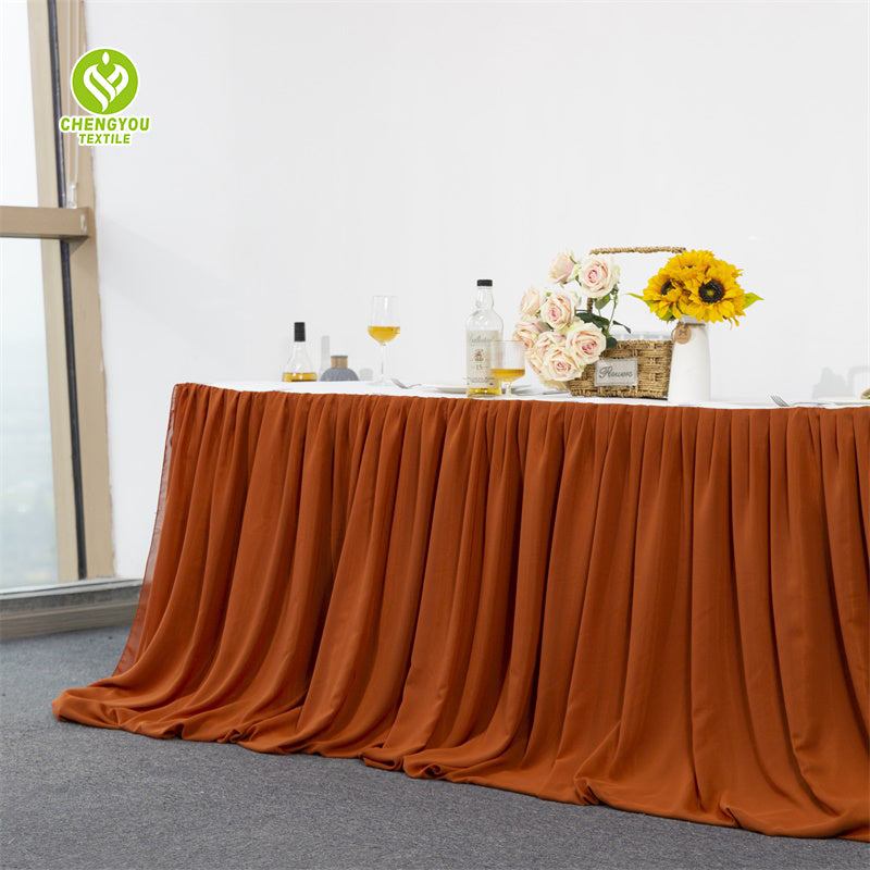 High Quality Ruffled Tulle Tutu Chiffon Table Skirt For Hotel Reception And Wedding Party Decoration