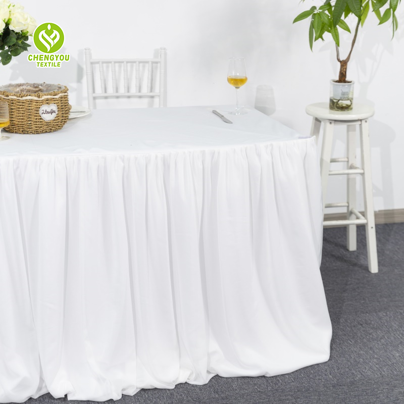 Wholesale Child Birthday Chiffon Fancy Rectangular Pink Tulle Table Skirts for Wedding Party Decoration