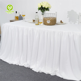 Wholesale Child Birthday Chiffon Fancy Rectangular Pink Tulle Table Skirts for Wedding Party Decoration