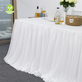 Wholesale Child Birthday Chiffon Fancy Rectangular Pink Tulle Table Skirts for Wedding Party Decoration