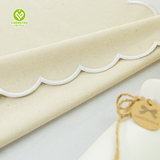 Light Blue Embroidered Cotton Linen Scalloped Placemats Towel Scallop Edge Cloth Napkins