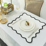 Luxury Kitchen Napkins Cotton Dinner Scalloped Linen Table Napkins Cloth with Embroidery