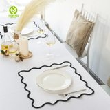 Luxury Kitchen Napkins Cotton Dinner Scalloped Linen Table Napkins Cloth with Embroidery