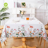 CY-TAB-007 Floral Tablecloth, Washable Polyester Summer Spring Table Cloths Wrinkle Resistant for Dining