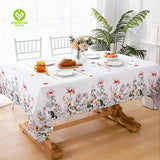 CY-TAB-007 Floral Tablecloth, Washable Polyester Summer Spring Table Cloths Wrinkle Resistant for Dining