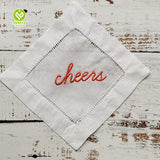 CY-NAP-019 6*6 Cocktails Hemstitch Napkin with Embroidery