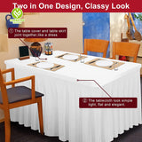 CY-TAB-020 Thick 2 in 1 Spandex Table Skirt Table Cover,Rectangle Fitted Tablecloth with Pleated Skirt,Wrinkle Free Rectangular Table Cloth for Banquets and Vendor Event