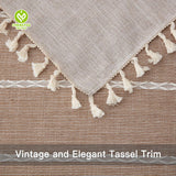 CY-TAB-022 Tassels Faux linen Fabric Table Cover for Dining Parties Kitchen