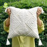 CY-CC-004 Pillow Covers with Tufted Bohemian Tassels