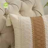 CY-CC-006 Line Style Pillow Covers with Tufted Bohemian Tassels