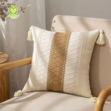 CY-CC-006 Line Style Pillow Covers with Tufted Bohemian Tassels