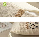 CY-CC-006 Line Style Pillow Covers with Tufted Bohemian Tassels