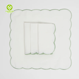 CY-NAP-001 Green Line Scalloped Embroidery Napkin