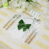 CY-NAP-001 Green Line Scalloped Embroidery Napkin