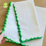 CY-NAP-001 Green Line Scalloped Embroidery Napkin