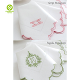 CY-NAP-002 Alphabet Pattern Scalloped Embroidery Napkin