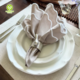 CY-NAP-004 Double Line Scalloped Embroidery Napkin