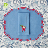 CY-NAP-005 Father Christmas Scalloped Embroidery Napkin