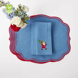 CY-NAP-005 Father Christmas Scalloped Embroidery Napkin