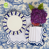 CY-NAP-006 Dark Blue Scalloped Embroidery Napkin