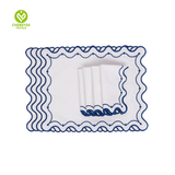 CY-NAP-006 Dark Blue Scalloped Embroidery Napkin