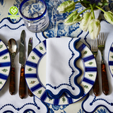 CY-NAP-006 Dark Blue Scalloped Embroidery Napkin