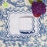 CY-NAP-006 Dark Blue Scalloped Embroidery Napkin