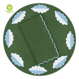 CY-NAP-008 Leaf Design Scalloped Embroidery Napkin