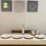 CY-NAP-009 Golden Yellow Line Design Scalloped Embroidery Napkin