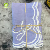 CY-NAP-010 Violet Color Design Scalloped Embroidery Napkin