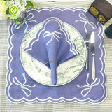 CY-NAP-010 Violet Color Design Scalloped Embroidery Napkin