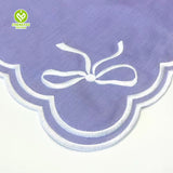 CY-NAP-010 Violet Color Design Scalloped Embroidery Napkin