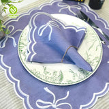 CY-NAP-010 Violet Color Design Scalloped Embroidery Napkin