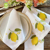 CY-NAP-012 Lemon Design Hemstitch Napkin with Embroidery