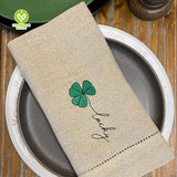 CY-NAP-020 Four-leaved Clover Hemstitch Napkin with Embroidery