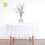 CY-TAB-027 Pastoral Style Cotton Linen Ruffle Tablecloth