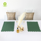 Scallop Edge Wave Placemats Custom Luxury Linen Embroidered Scalloped Round Placemats with Napkin